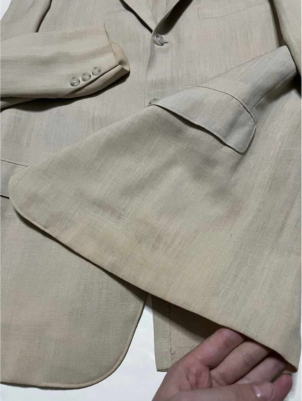 Vintage 50s Palm Beach Mens Blazer Jacket Beige Linen Size 39R Sport Coat